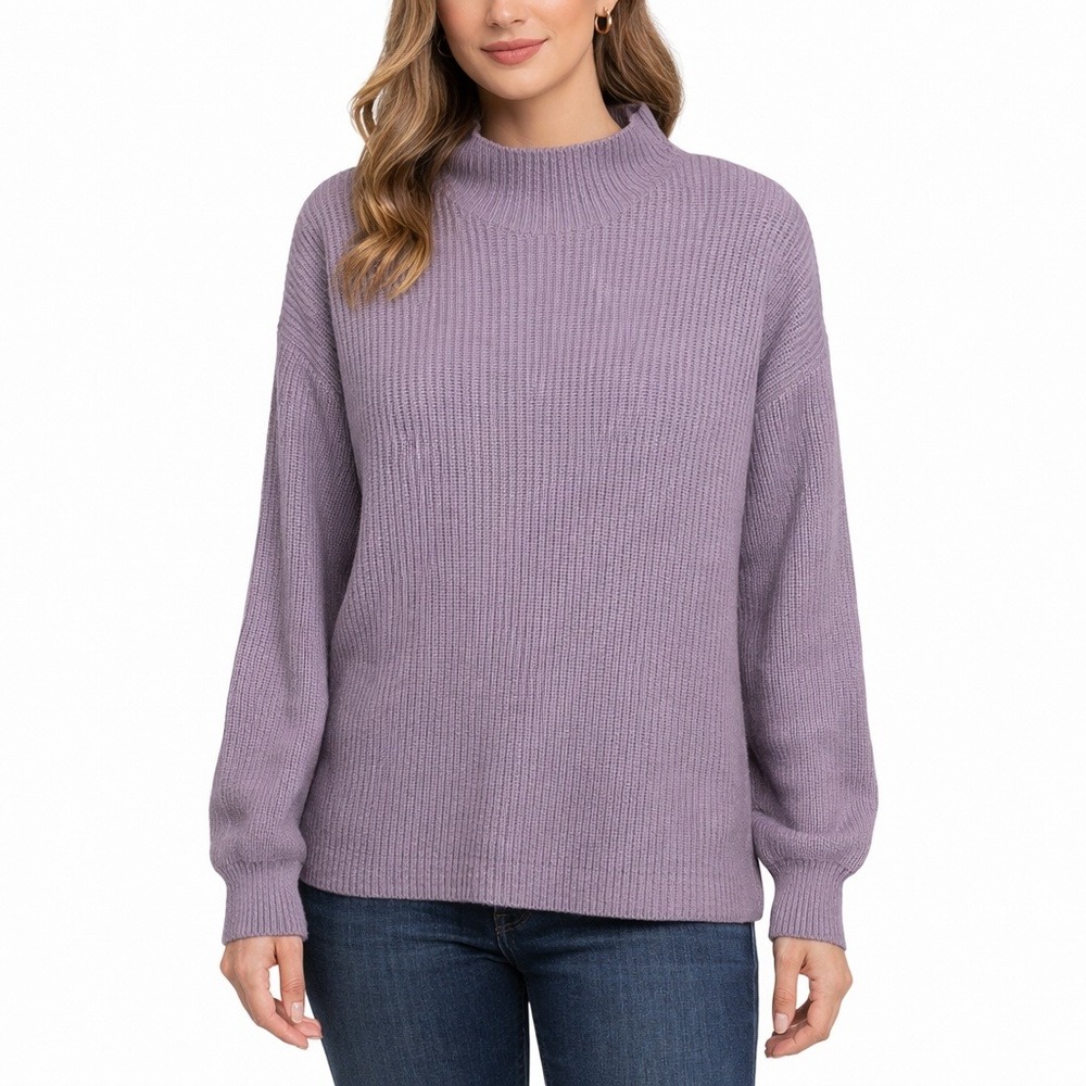GAP Womens Purple Ribbed Mock Neck Oversized Knit Sweater Small Lavender